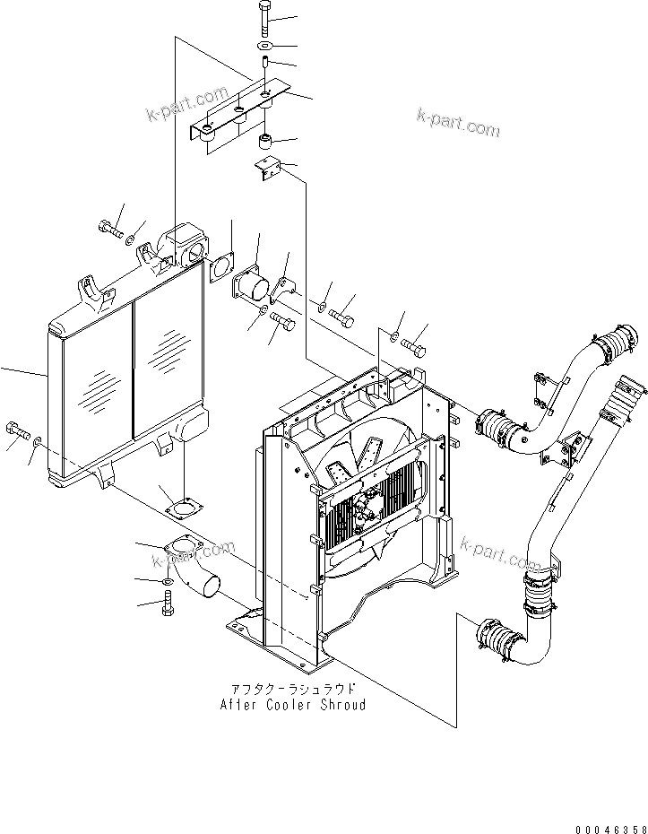 Komatsu parts book diagram for PC1250SP-8 S/N 30001-30157 (ecot3, For SP): COOLING (AFTER COOLER)(#30001-)