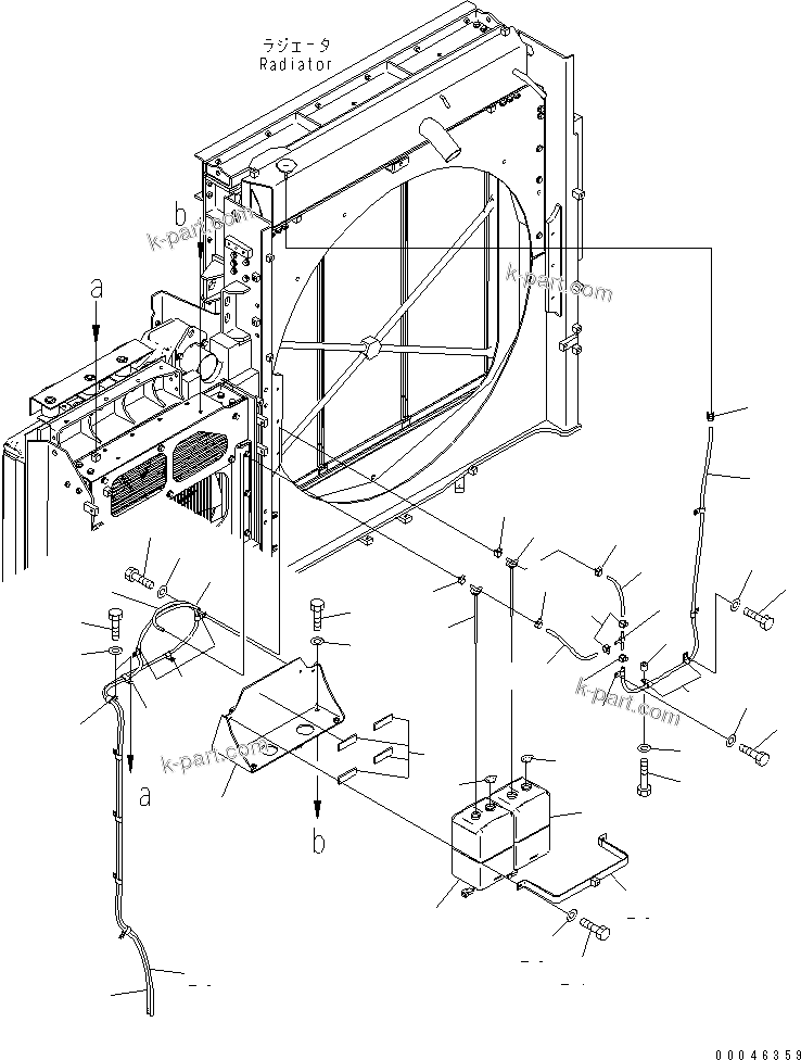 Komatsu parts book diagram for PC1250SP-8 S/N 30001-30157 (ecot3, For SP): COOLING (AFTER COOLER) (RESERVE TANK)(#30001-)