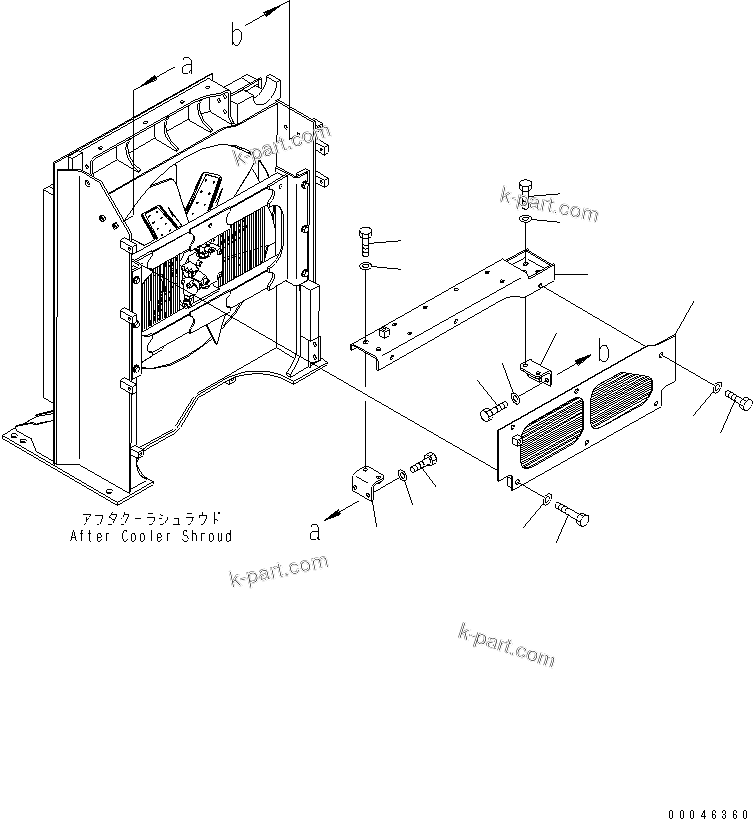 Komatsu parts book diagram for PC1250SP-8 S/N 30001-30157 (ecot3, For SP): COOLING (AFTER COOLER) (FAN GUARD)(#30001-)