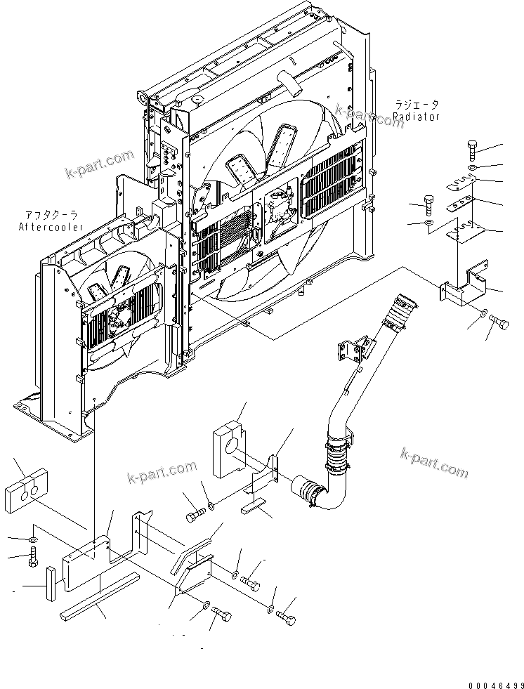 Komatsu parts book diagram for PC1250SP-8 S/N 30001-30157 (ecot3, For SP): COOLING (AFTER COOLER COVER)(#30001-)