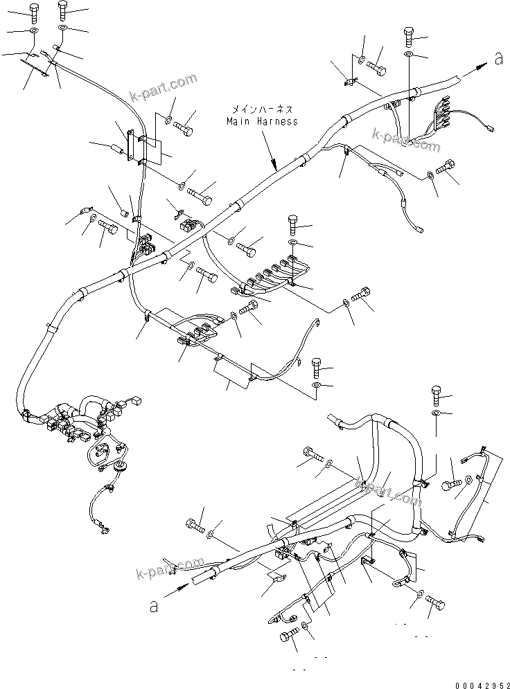 Komatsu parts book diagram for PC1250SP-8 S/N 30001-30157 (ecot3, For SP): WIRING (MAIN HARNESS) (CLIP) (LEFT DECK)(#30001-30001)