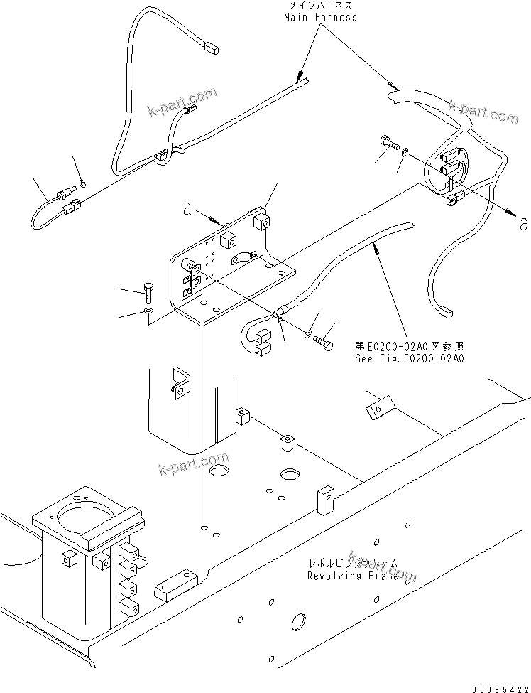 Komatsu parts book diagram for PC1250SP-8 S/N 30001-30157 (ecot3, For SP): WIRING (VHMS SENSOR HARNESS) (BRACKET)(#30001-)