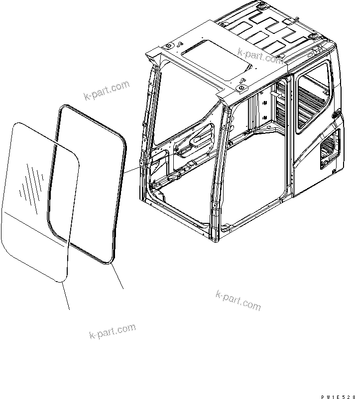 Komatsu parts book diagram for PC1250SP-8 S/N 30001-30157 (ecot3, For SP): OPERATOR'S CAB (FRONT WINDOW) (QUARRY SPEC.)(#30001-)