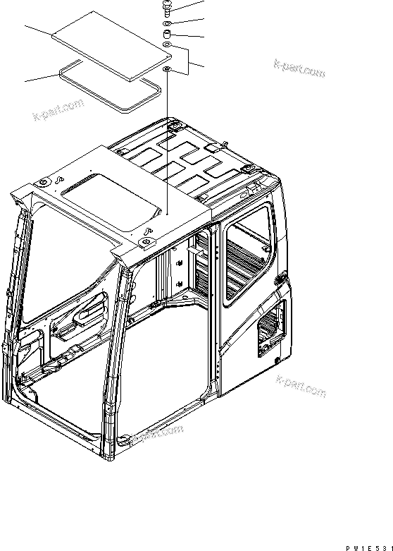 Komatsu parts book diagram for PC1250SP-8 S/N 30001-30157 (ecot3, For SP): OPERATOR'S CAB (ROOF WINDOW) (QUARRY SPEC.)(#30001-)