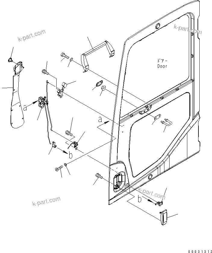 Komatsu parts book diagram for PC1250SP-8 S/N 30001-30157 (ecot3, For SP): OPERATOR'S CAB (DOOR LOCK) (QUARRY SPEC.)(#30001-)