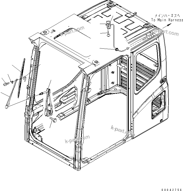 Komatsu parts book diagram for PC1250SP-8 S/N 30001-30157 (ecot3, For SP): OPERATOR'S CAB (WIPER AND ROOM LAMP) (QUARRY SPEC.)(#30001-)