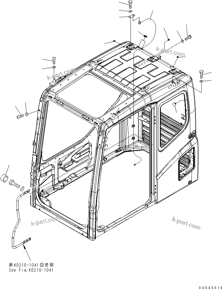 Komatsu parts book diagram for PC1250SP-8 S/N 30001-30157 (ecot3, For SP): OPERATOR'S CAB (BOLT) (PULL UP WINDOW) (WITH ORBCOMM)(#30001-)