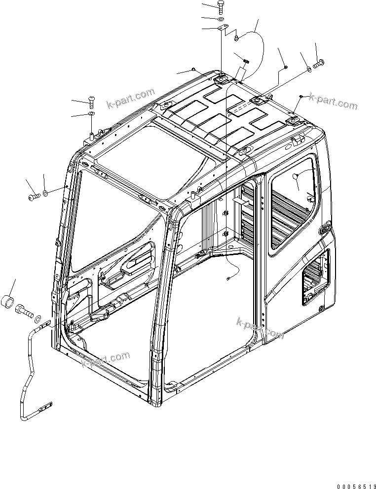 Komatsu parts book diagram for PC1250SP-8 S/N 30001-30157 (ecot3, For SP): OPERATOR'S CAB (BOLT) (QUARRY SPEC.) (WITH ORBCOMM)(#30001-)