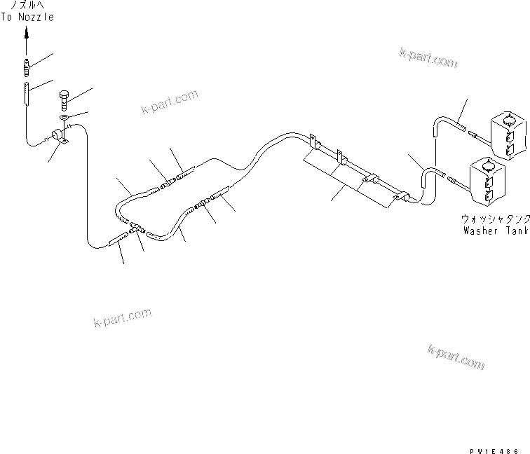 Komatsu parts book diagram for PC1250SP-8 S/N 30001-30157 (ecot3, For SP): WINDOW WASHER(#30001-)