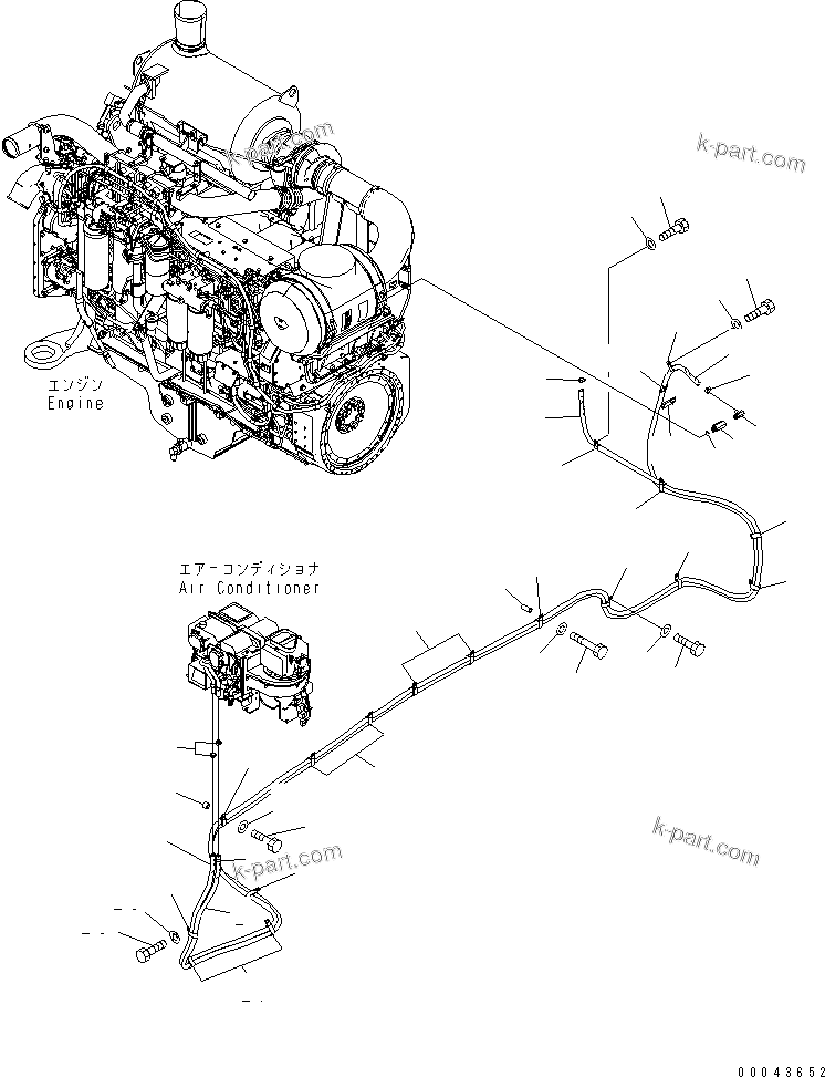 Komatsu parts book diagram for PC1250SP-8 S/N 30001-30157 (ecot3, For SP): AIR CONDITIONER (HEATER HOSE)(#30001-)