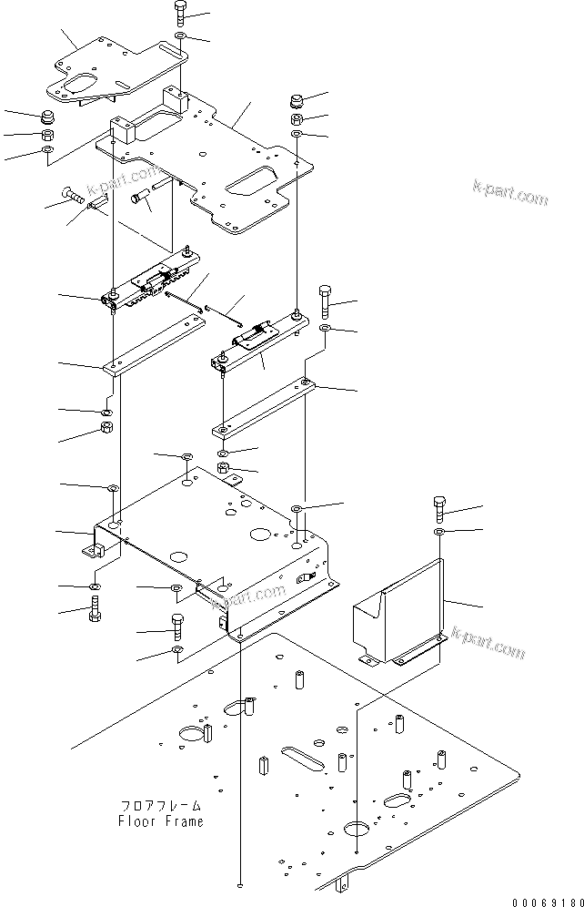Komatsu parts book diagram for PC1250SP-8 S/N 30001-30157 (ecot3, For SP): FLOOR FRAME (BASE)(#30056-30107)