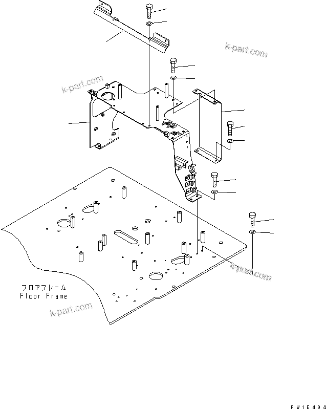 Komatsu parts book diagram for PC1250SP-8 S/N 30001-30157 (ecot3, For SP): FLOOR FRAME (REAR FRAME)(#30001-)
