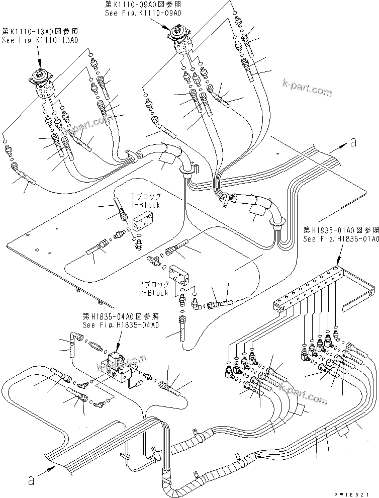 Komatsu parts book diagram for PC1250SP-8 S/N 30001-30157 (ecot3, For SP): FLOOR FRAME (PPC HOSE) (FOR HIGH CAB MOUNT) (2/2)(#30001-)