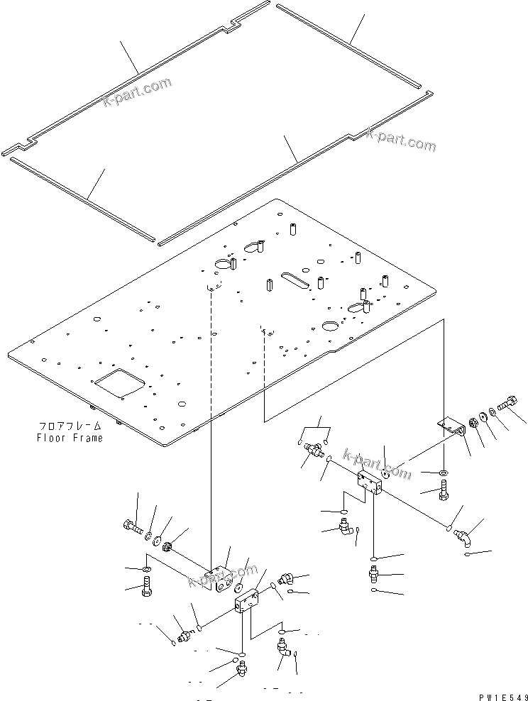 Komatsu parts book diagram for PC1250SP-8 S/N 30001-30157 (ecot3, For SP): FLOOR FRAME (P ?T BLOCK AND SEAL)(#30001-)