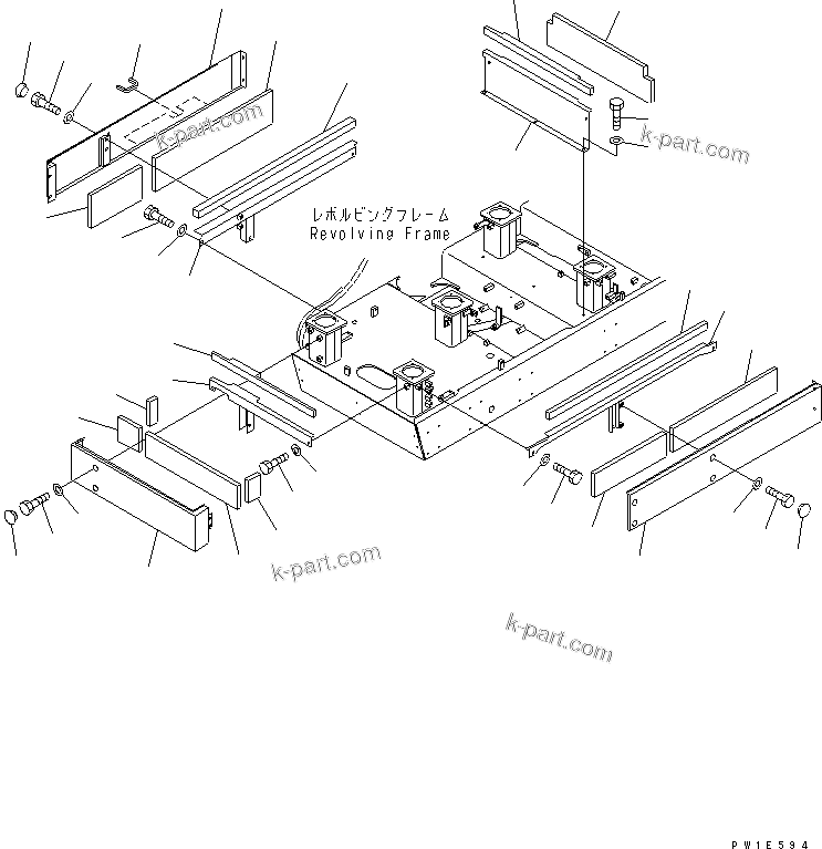Komatsu parts book diagram for PC1250SP-8 S/N 30001-30157 (ecot3, For SP): CAB COVER (FOR LOW CAB)(#30001-)