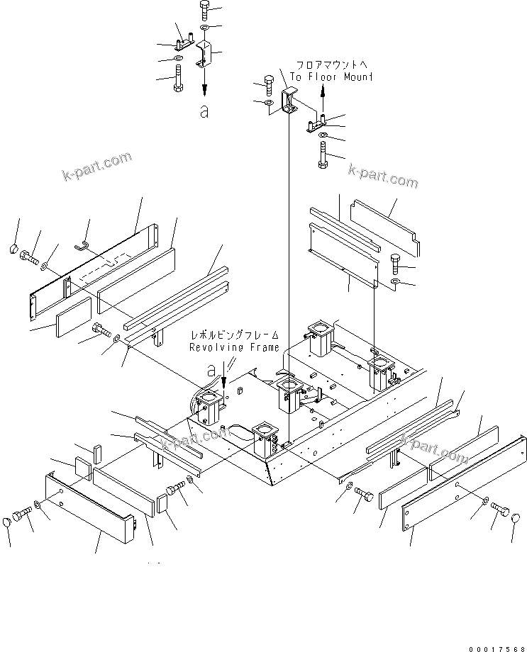 Komatsu parts book diagram for PC1250SP-8 S/N 30001-30157 (ecot3, For SP): CAB COVER (FOR LOW CAB) (WITH FRONT GUARD)(#30001-30067)