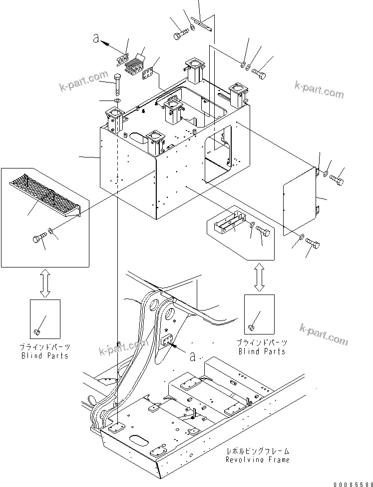 Komatsu parts book diagram for PC1250SP-8 S/N 30001-30157 (ecot3, For SP): CAB COVER (CAB MOUNT) (FOR 1000MM HIGH CAB)(#30001-)