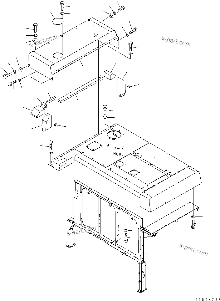 Komatsu parts book diagram for PC1250SP-8 S/N 30001-30157 (ecot3, For SP): HOOD (2/2)(#30001-)