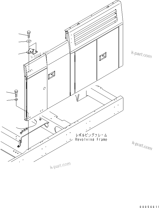 Komatsu parts book diagram for PC1250SP-8 S/N 30001-30157 (ecot3, For SP): LEFT SIDE COVER(#30001-)