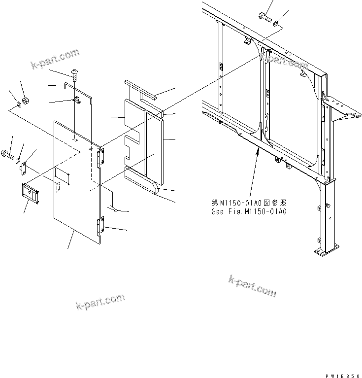 Komatsu parts book diagram for PC1250SP-8 S/N 30001-30157 (ecot3, For SP): PARTITION (MACHINE CAB) (COVER) (2/5)(#30001-)