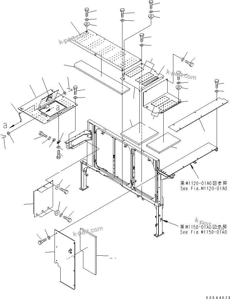 Komatsu parts book diagram for PC1250SP-8 S/N 30001-30157 (ecot3, For SP): COVER (MACHINE CAB)(#30001-)