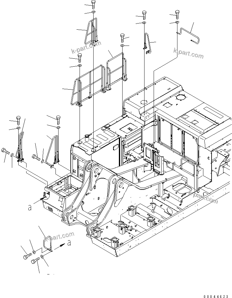 Komatsu parts book diagram for PC1250SP-8 S/N 30001-30157 (ecot3, For SP): HANDRAIL(#30001-)