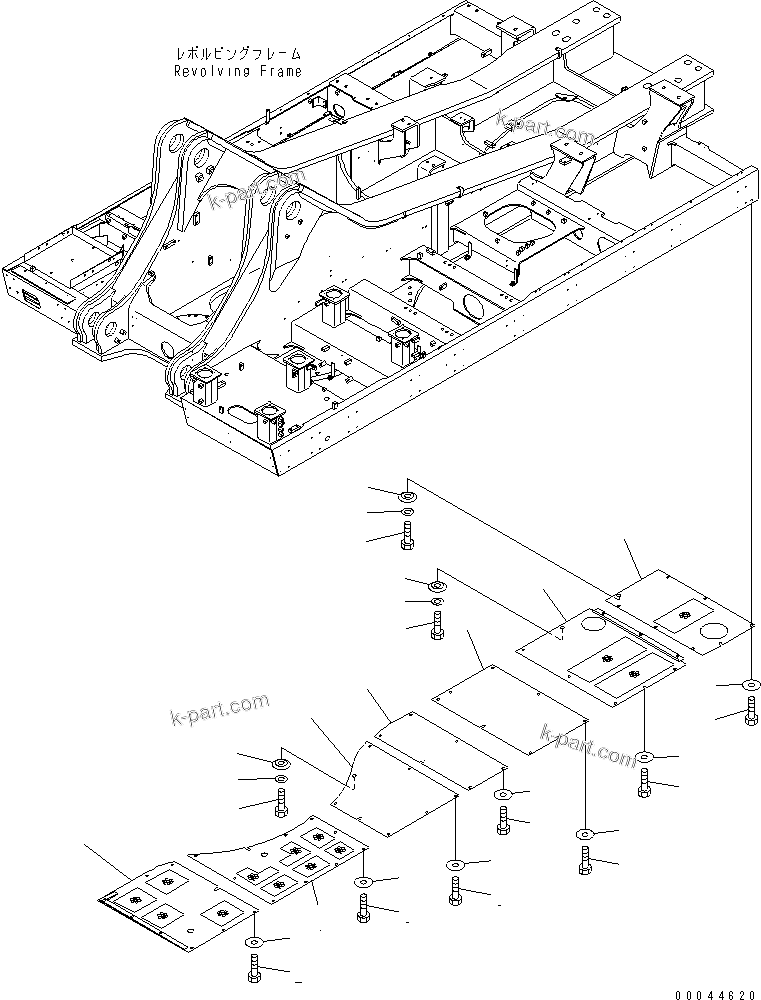Komatsu parts book diagram for PC1250SP-8 S/N 30001-30157 (ecot3, For SP): UNDER COVER (REVOLVING FRAME) (L.H.)(#30001-)