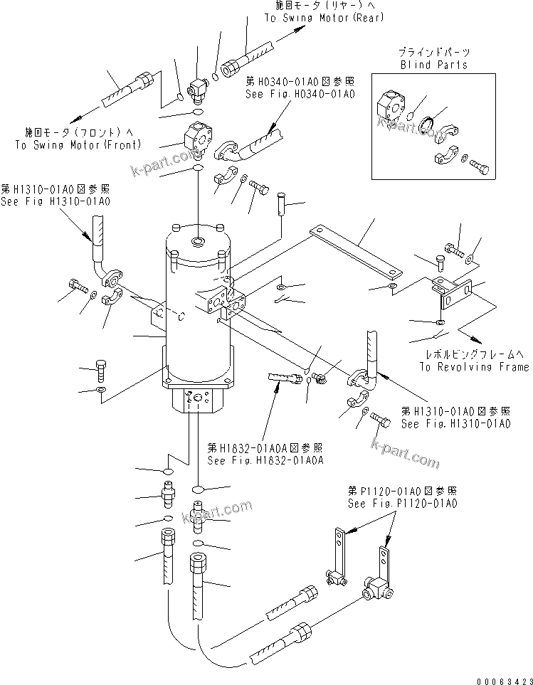 Komatsu parts book diagram for PC1250SP-8 S/N 30001-30157 (ecot3, For SP): SWIVEL JOINT(#30052-)