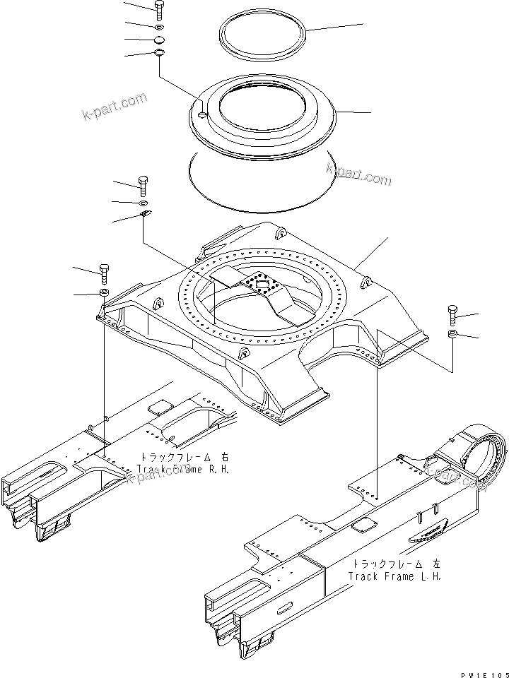 Komatsu parts book diagram for PC1250SP-8 S/N 30001-30157 (ecot3, For SP): CENTER FRAME(#30001-)