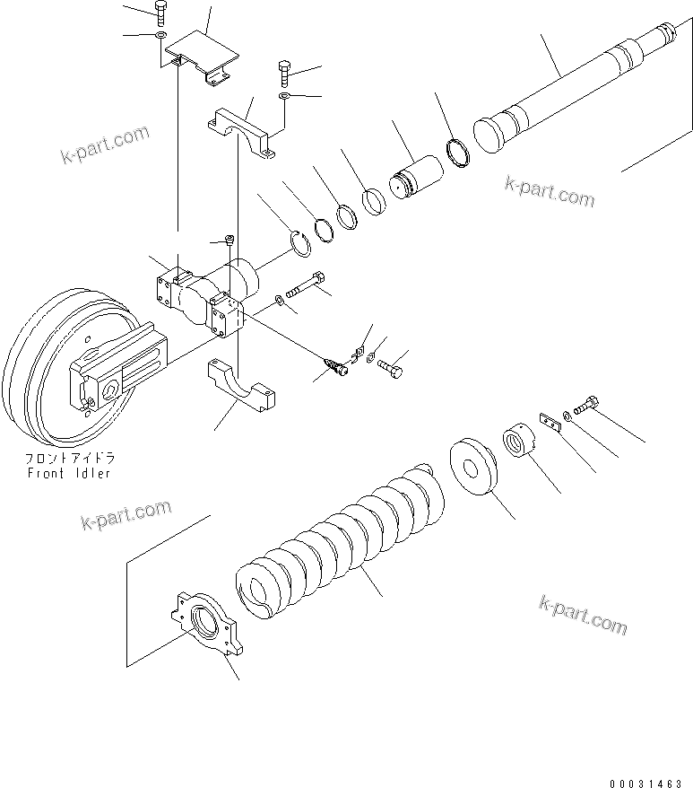 Komatsu parts book diagram for PC1250SP-8 S/N 30001-30157 (ecot3, For SP): TRACK FRAME (IDLER CUSHION) (WITH ANTIRUST SPRING) (L.H.)(#30001-)