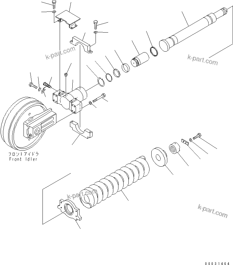 Komatsu parts book diagram for PC1250SP-8 S/N 30001-30157 (ecot3, For SP): TRACK FRAME (IDLER CUSHION) (WITH ANTIRUST SPRING) (R.H.)(#30001-)