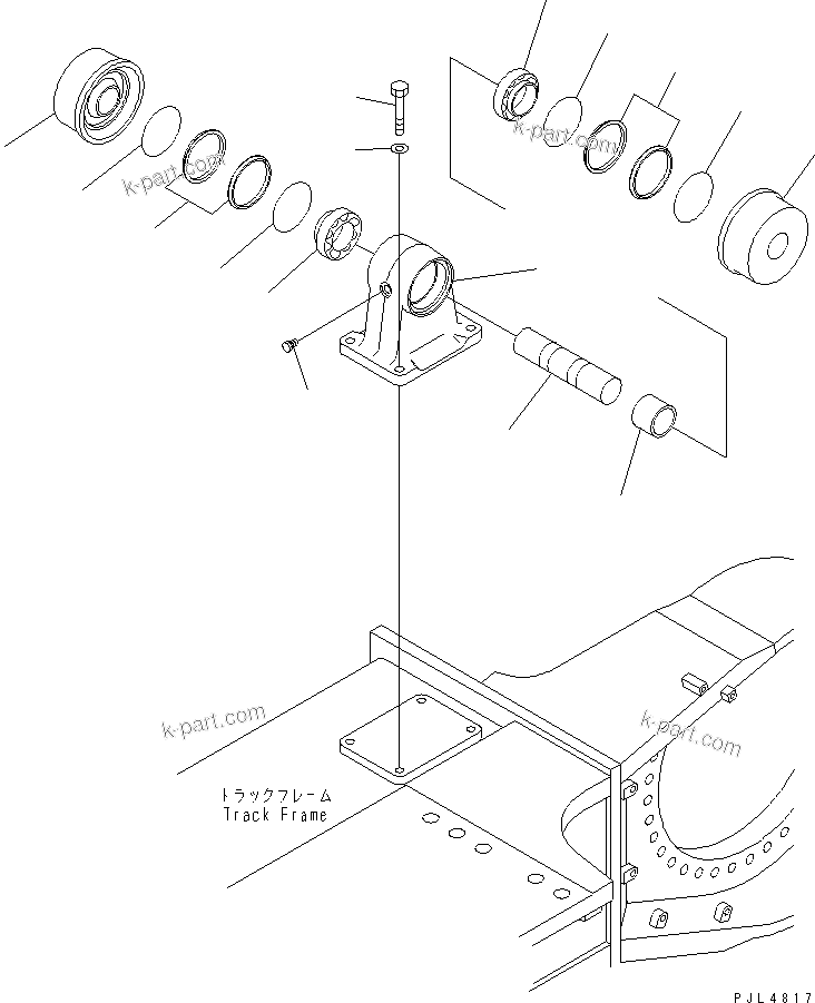 Komatsu parts book diagram for PC1250SP-8 S/N 30001-30157 (ecot3, For SP): TRACK FRAME (CARRIER ROLLER) (R.H.)(#30001-)