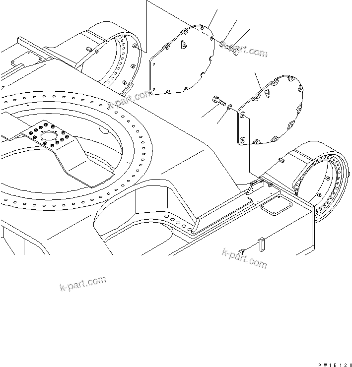 Komatsu parts book diagram for PC1250SP-8 S/N 30001-30157 (ecot3, For SP): TRAVEL MOTOR GUARD(#30001-)