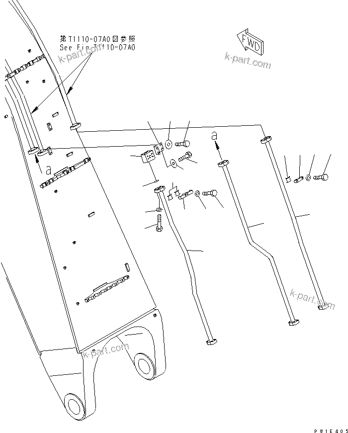 Komatsu parts book diagram for PC1250SP-8 S/N 30001-30157 (ecot3, For SP): BOOM (7.8M) (BUCKET CYLINDER PIPING) (BOTTOM) (BACKHOE)(#30001-)