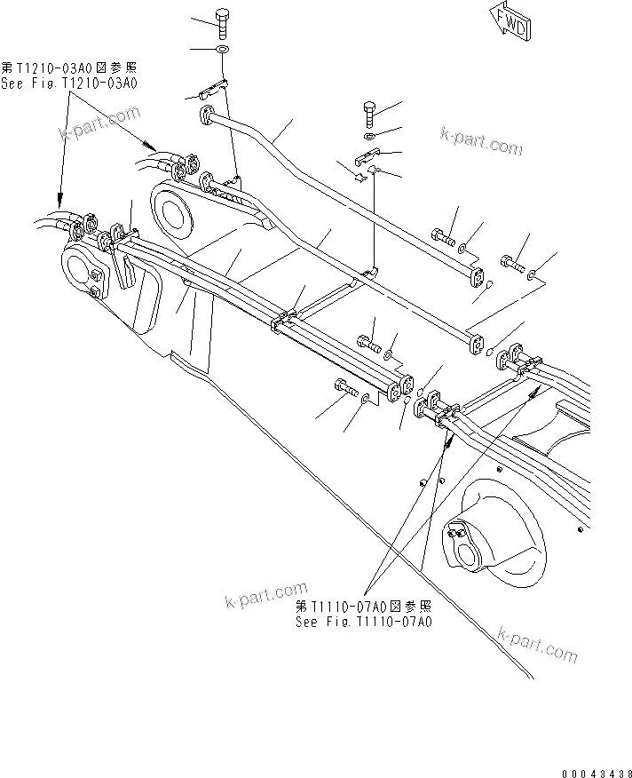 Komatsu parts book diagram for PC1250SP-8 S/N 30001-30157 (ecot3, For SP): BOOM (7.8M) (BUCKET CYLINDER PIPING) (TOP) (BACKHOE)(#30001-)