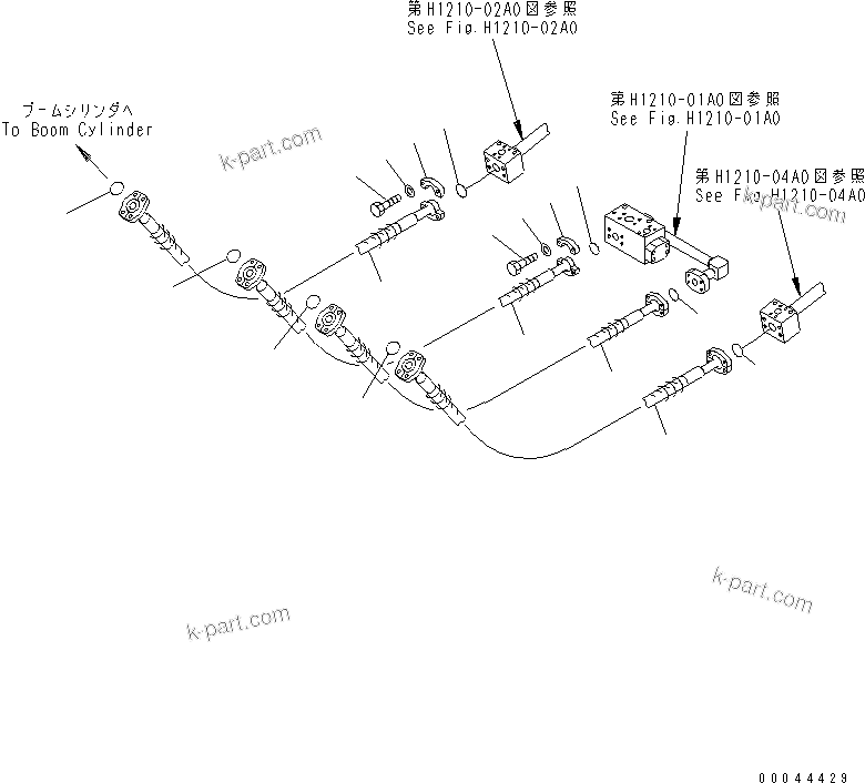 Komatsu parts book diagram for PC1250SP-8 S/N 30001-30157 (ecot3, For SP): BOOM CYLINDER PIPING (FOR BACKHOE OR LODER)(#30001-)
