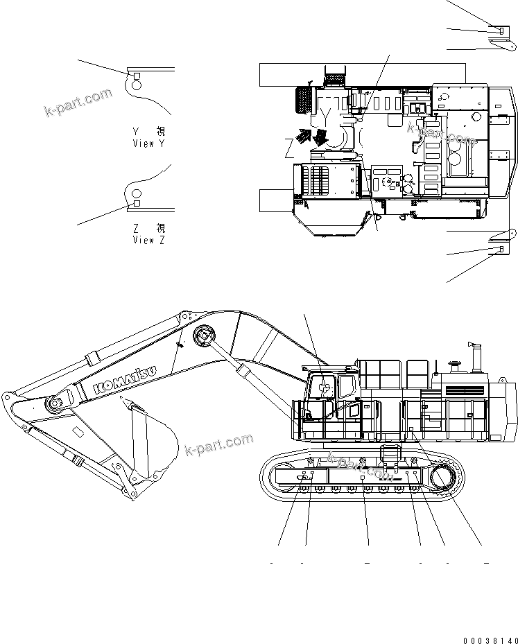 Komatsu parts book diagram for PC1250SP-8 S/N 30001-30157 (ecot3, For SP): LIFTING POINT DECAL (FOR EU)(#30001-)
