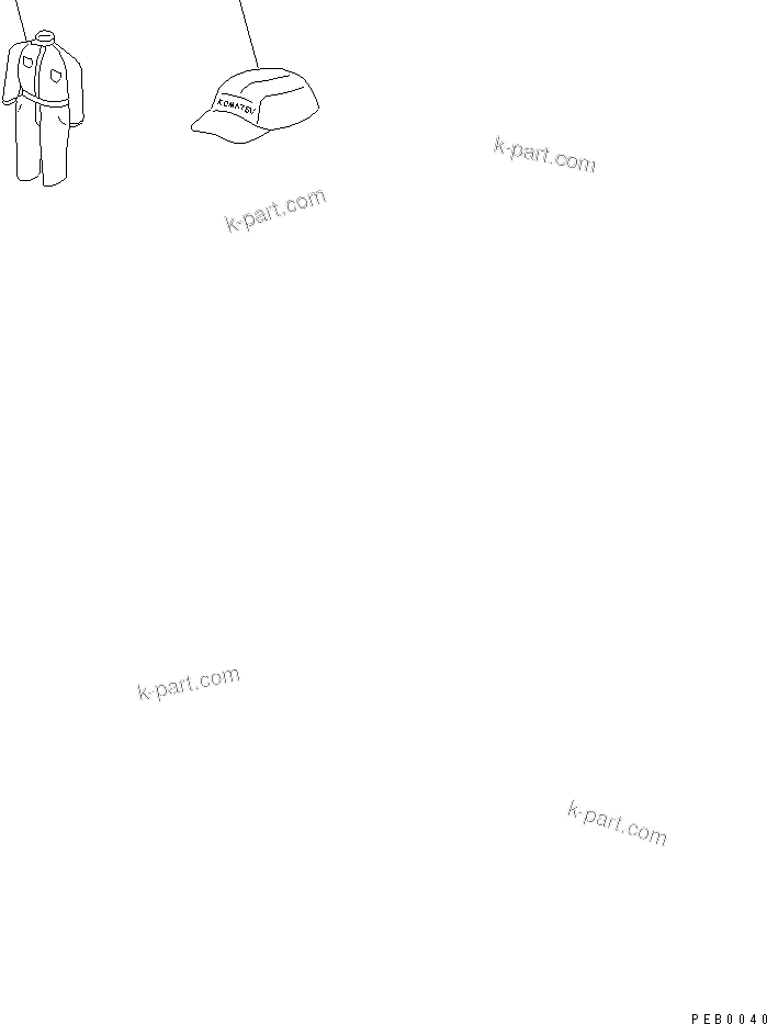 Komatsu parts book diagram for PC1250SP-8 S/N 30001-30157 (ecot3, For SP): CAP AND OVERALL(#30001-)