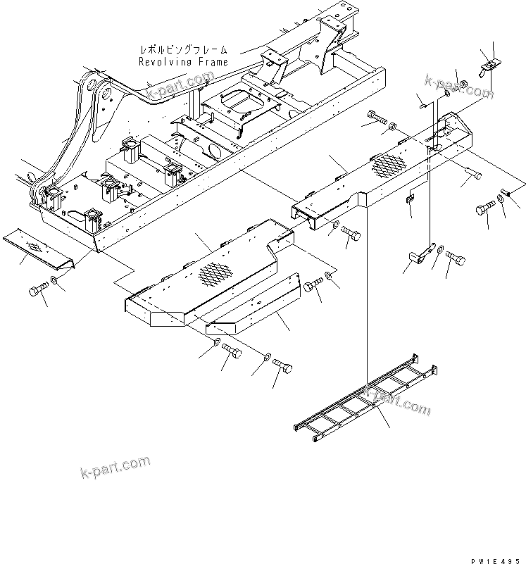 Komatsu parts book diagram for PC1250SP-8 S/N 30001-30157 (ecot3, For SP): LEFT SIDE STEP (STEP)(#30001-)