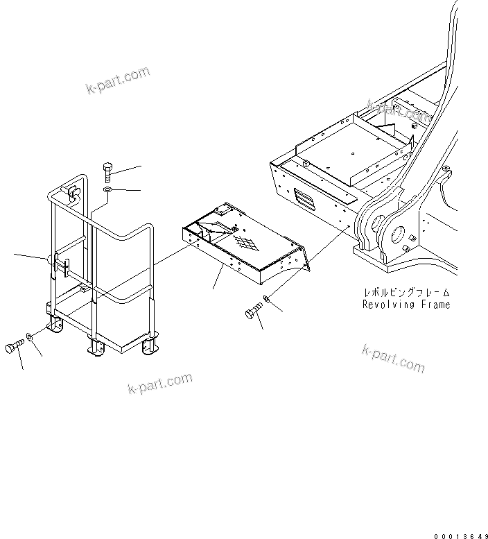 Komatsu parts book diagram for PC1250SP-8 S/N 30001-30157 (ecot3, For SP): RIGHT SIDE STEP (AUTO GREASE)(#30001-)