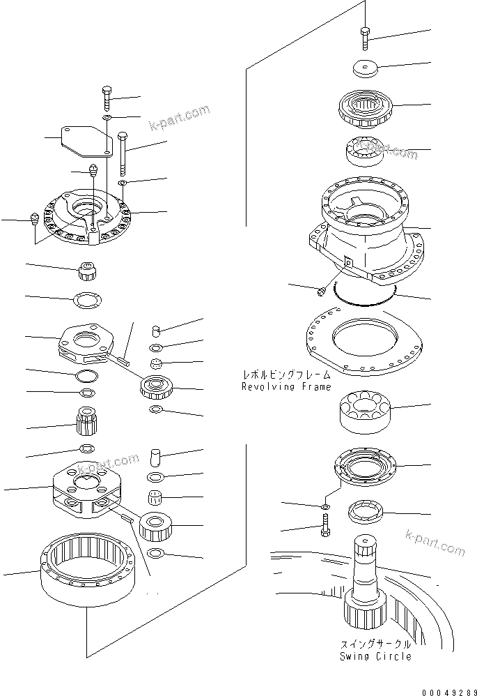 Komatsu parts book diagram for PC1250SP-8 S/N 30001-30157 (ecot3, For SP): SWING MACHINERY ASS'Y (SUPPLY ONLY)(#30001-30051)