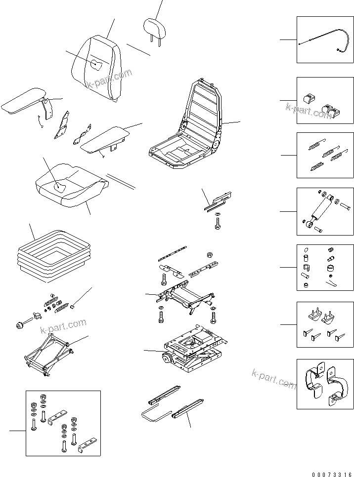 Komatsu parts book diagram for PC1250SP-8 S/N 30001-30157 (ecot3, For SP): OPERATOR'S SEAT ASS'Y (SUSPENSION)(#30068-)