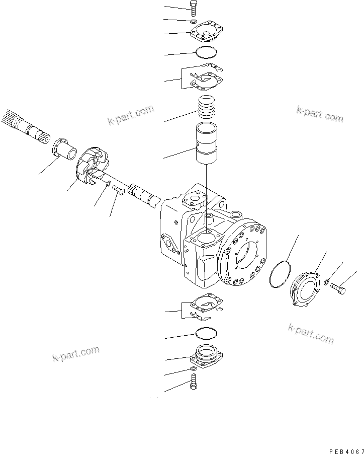 Komatsu parts book diagram for PC1250SP-8 S/N 30001-30157 (ecot3, For SP): MAIN PUMP (10/16) (N0.3 PUMP)(#30001-)