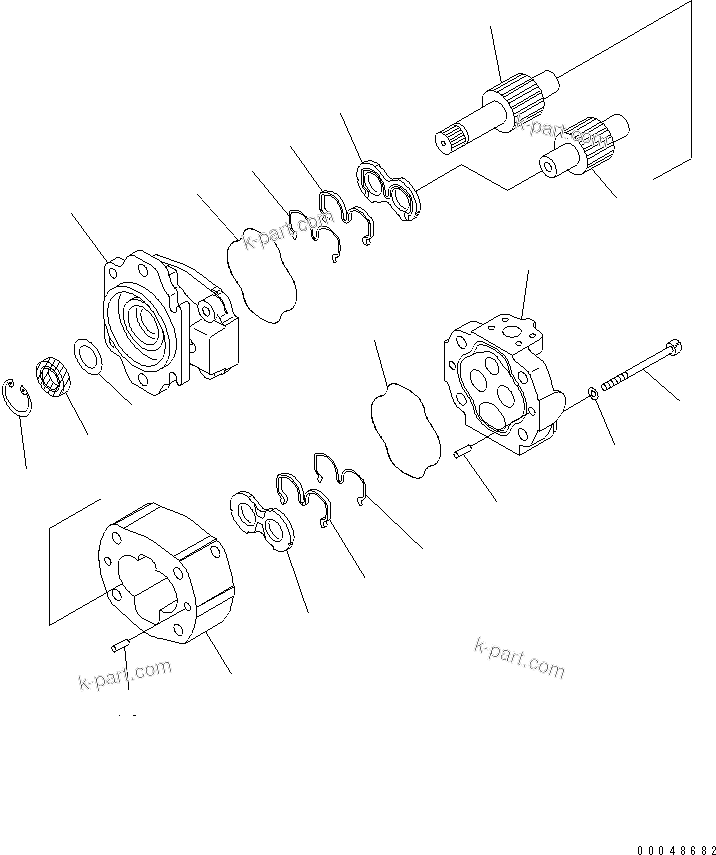 Komatsu parts book diagram for PC1250SP-8 S/N 30001-30157 (ecot3, For SP): GEAR PUMP (7/7)(#30001-)