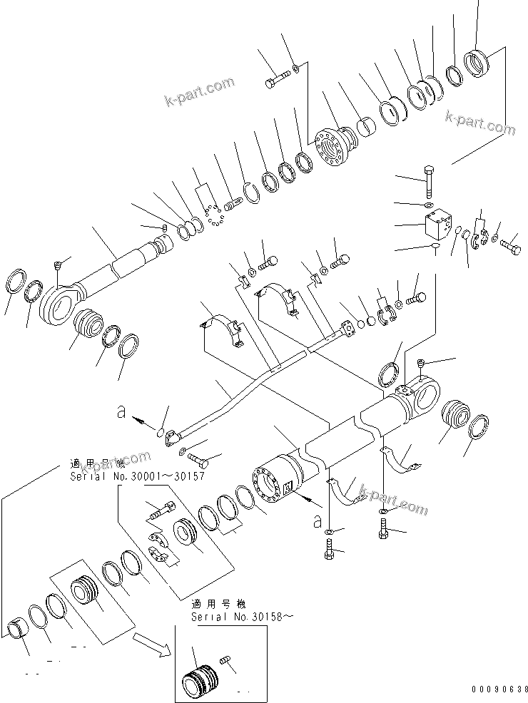 Komatsu parts book diagram for PC1250SP-8 S/N 30001-30157 (ecot3, For SP): ARM CYLINDER (F0R BACKHOE)(#30001-)