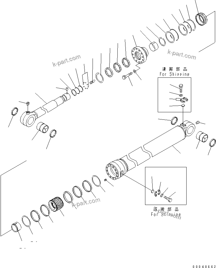 Komatsu parts book diagram for PC1250SP-8 S/N 30001-30157 (ecot3, For SP): BUCKET CYLINDER (1/2) (FOR BACKHOE) (FOR 3.4M ARM) (SE)(#30001-)