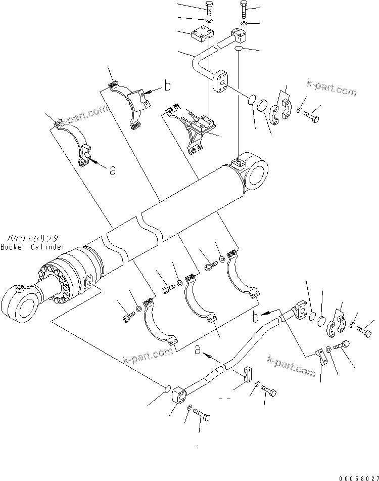 Komatsu parts book diagram for PC1250SP-8 S/N 30001-30157 (ecot3, For SP): BUCKET CYLINDER (2/2) (FOR BACKHOE) (FOR 3.4M ARM) (SE)(#30015-)
