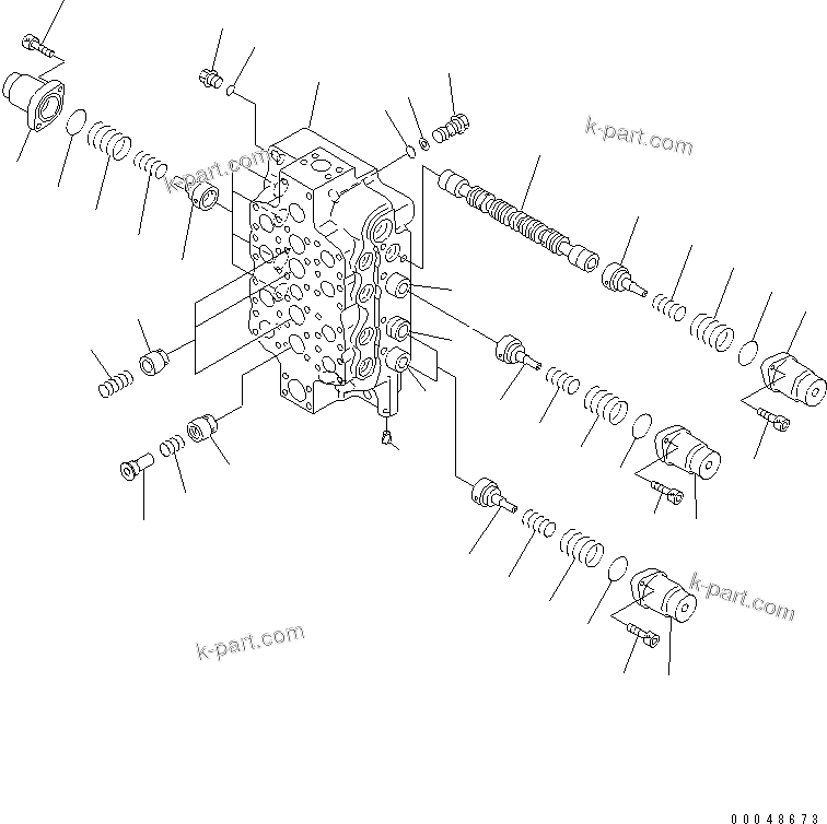 Komatsu parts book diagram for PC1250SP-8 S/N 30001-30157 (ecot3, For SP): MAIN VALVE (1/6) (4-SPOOL) (NO.2)(#30001-)