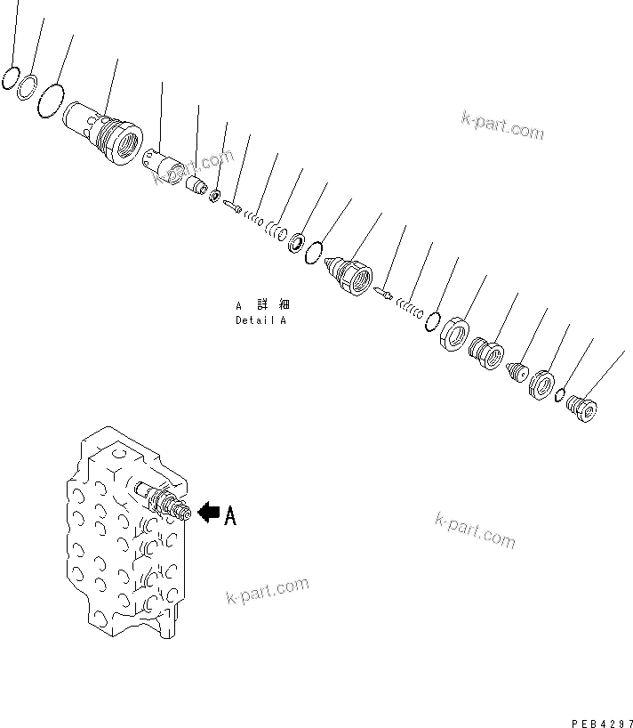 Komatsu parts book diagram for PC1250SP-8 S/N 30001-30157 (ecot3, For SP): MAIN VALVE (2/6) (4-SPOOL) (NO.2)(#30001-)
