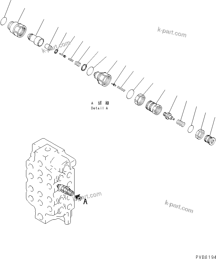 Komatsu parts book diagram for PC1250SP-8 S/N 30001-30157 (ecot3, For SP): MAIN VALVE (6/6) (4-SPOOL) (NO.2)(#30001-)